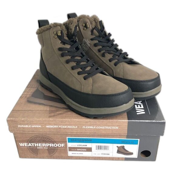 WEATHERPROOF LogJam Boots Men’s Size 12 Brown Black NIB Hiking Outdoor Shoes - Picture 1 of 14
